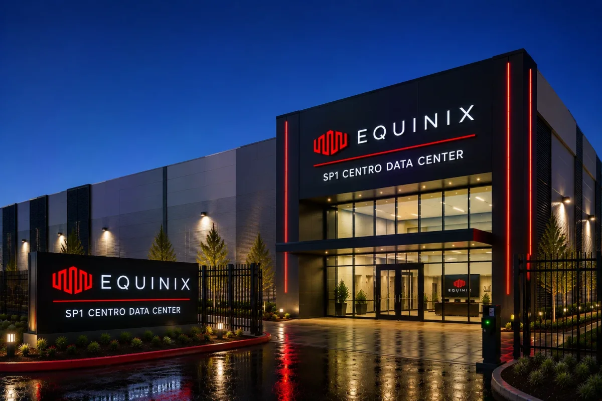 Vista externa do data center Equinix SP1